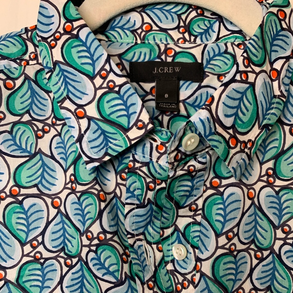 J Crew Classic Popover in mod leaf print